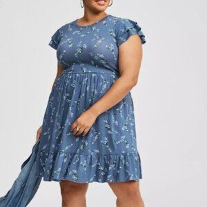 Double Ruffle Sleeve Mini Dress